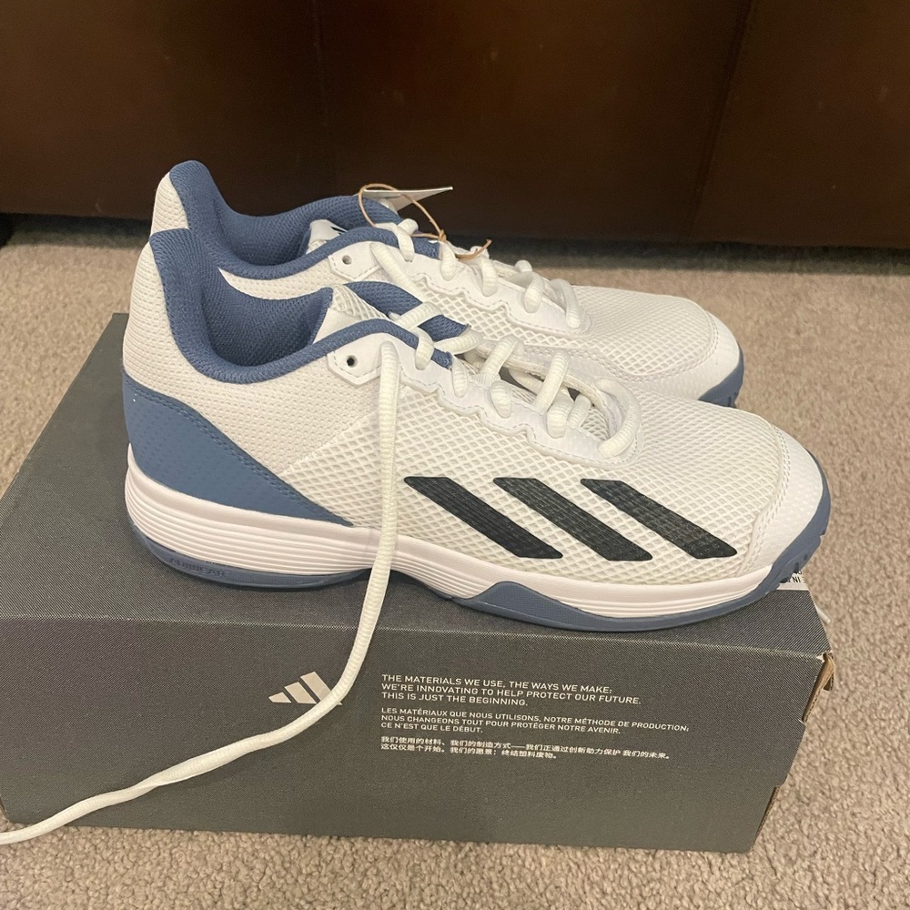 Adidas White and Navy Athletic Shoes